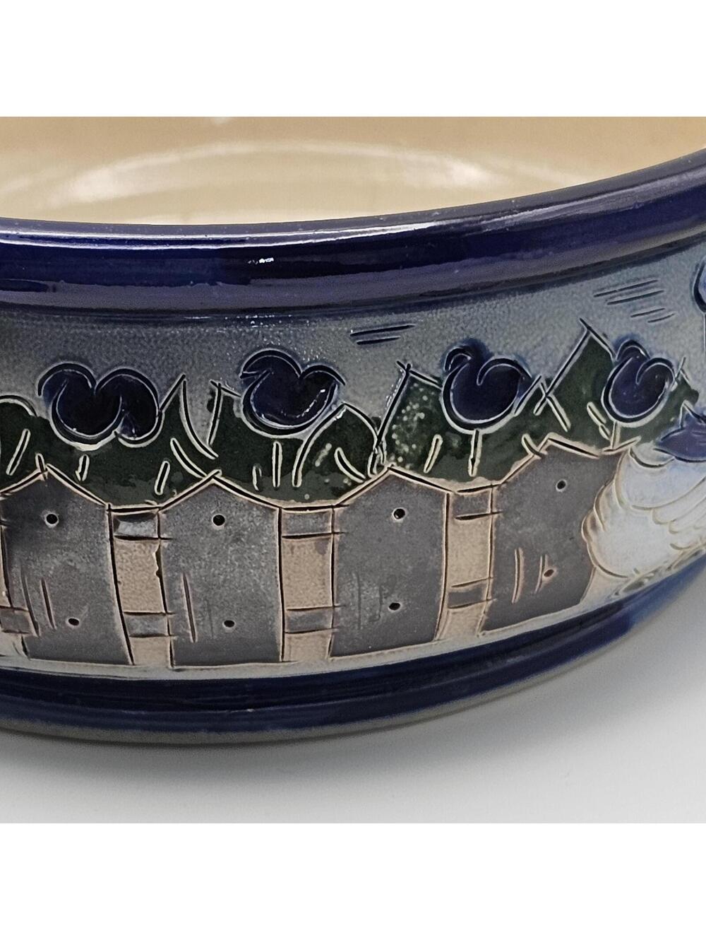 Vintage Handmade Studio Pottery Lidded Dish Signed Duck Floral Stoneware Cottage - Picture 12 of 15